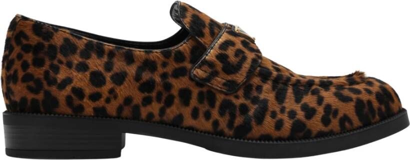 Prada Luipaardprint Stof Loafers Brown Dames