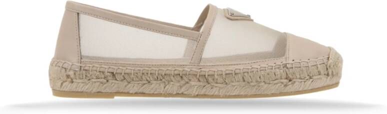 Prada Mesh Slip-On Espadrilles Beige Dames