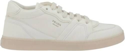 Prada Monogram Leren Sneakers met Platte Zool White Dames