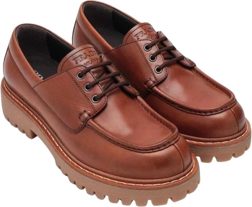 Prada Leren Mocassin Schoenen met Profielzool