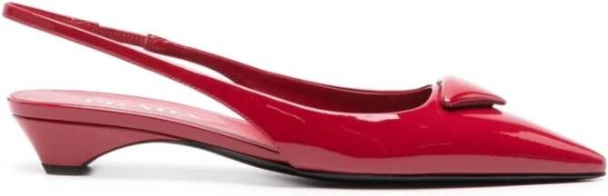 Prada Rode Patentleren Driehoeklogo Slingbacks Red Dames