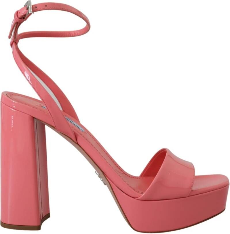 Prada Roze Patent Leren Plateau Sandalen Pink Dames