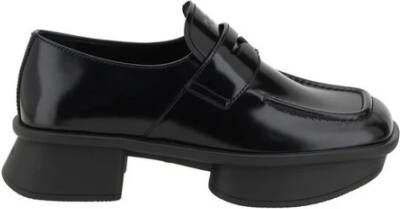 Prada Stijlvolle Leren Loafers met Vierkante Neus Black Dames