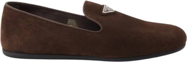 Prada Suede Instappers Brown Heren