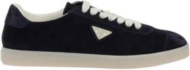 Prada Suede Low-Top Sneakers Elegant Comfort Blue Heren