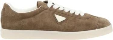 Prada Suede Low Top Sneakers Elegant Comfort Brown Heren