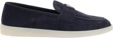 Prada Suède Monogram Loafer Stijl Blue Heren