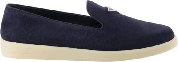 Prada Fluweel Slip-On Moccasins Blue Heren