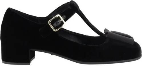 Prada Velvet Ballerina met Blokhak Black Dames