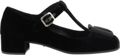 Prada Velvet Ballerina's met Blokhak Black Dames