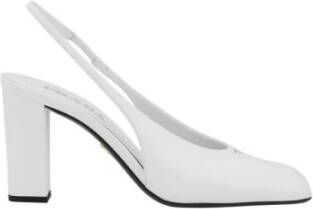 Prada Vierkante Neus Leren Slingback Hakken White Dames