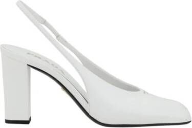 Prada Vierkante Neus Leren Slingback Pumps White Dames