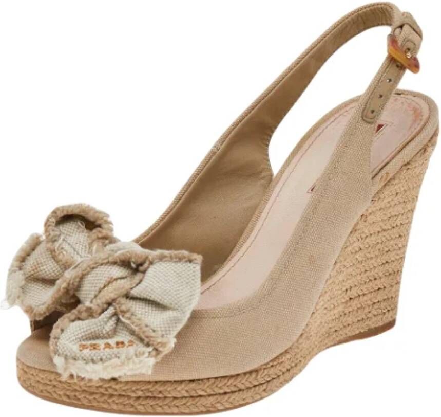 Prada Vintage Pre-owned Canvas sandals Beige Dames