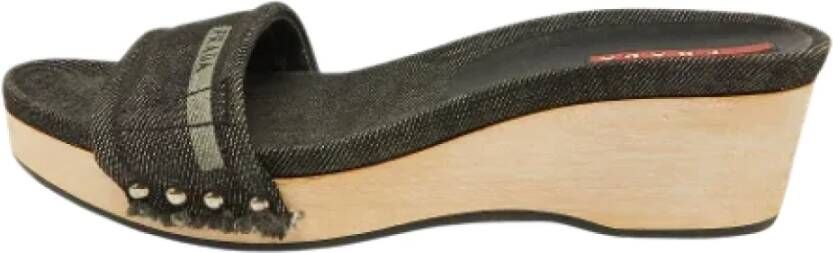 Prada Vintage Pre-owned Denim sandals Black Dames