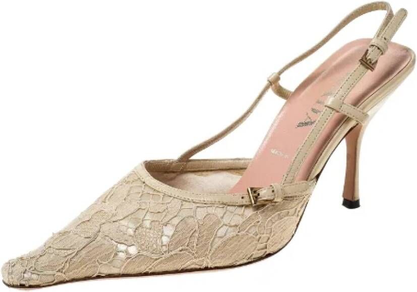 Prada Vintage Pre-owned Lace sandals Beige Dames