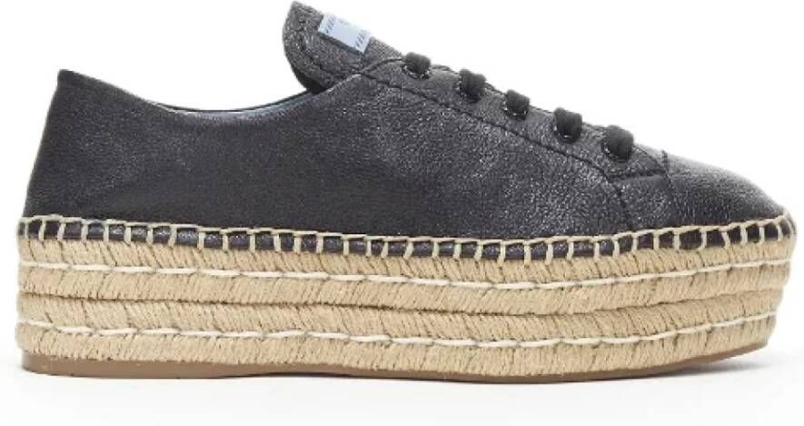 Prada Vintage Pre-owned Leather espadrilles Black Dames