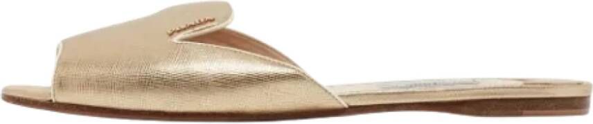 Prada Vintage Pre-owned Leather flats Beige Dames