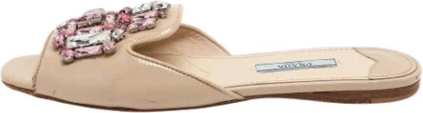 Prada Vintage Pre-owned Leather flats Beige Dames