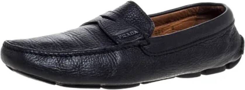 Prada Vintage Pre-owned Leather flats Black Dames