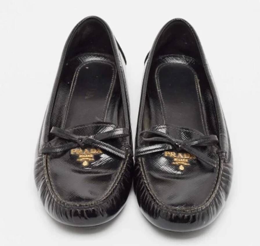 Prada Vintage Pre-owned Leather flats Black Dames