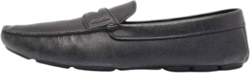 Prada Vintage Pre-owned Leather flats Black Heren