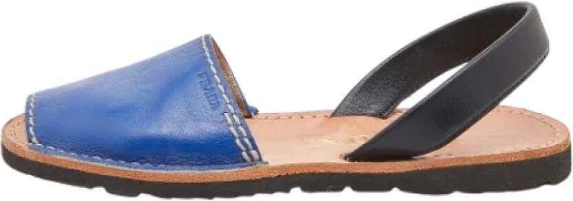 Prada Vintage Pre-owned Leather flats Blue Dames