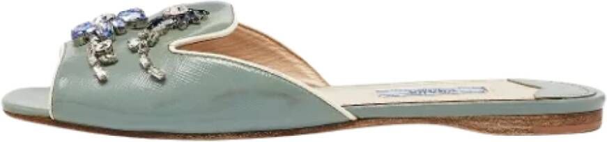 Prada Vintage Pre-owned Leather flats Blue Dames