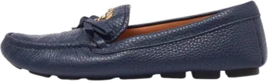 Prada Vintage Pre-owned Leather flats Blue Dames