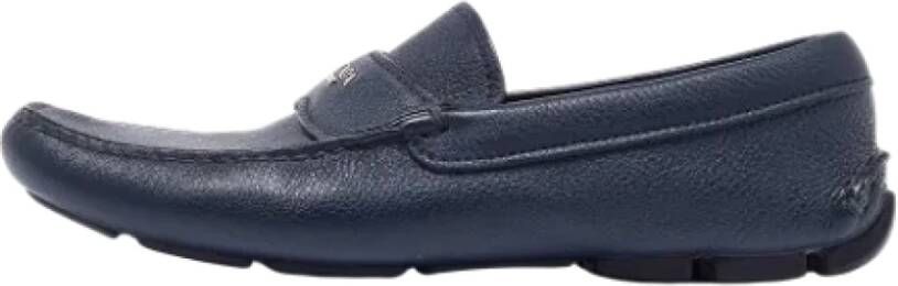 Prada Vintage Pre-owned Leather flats Blue Heren