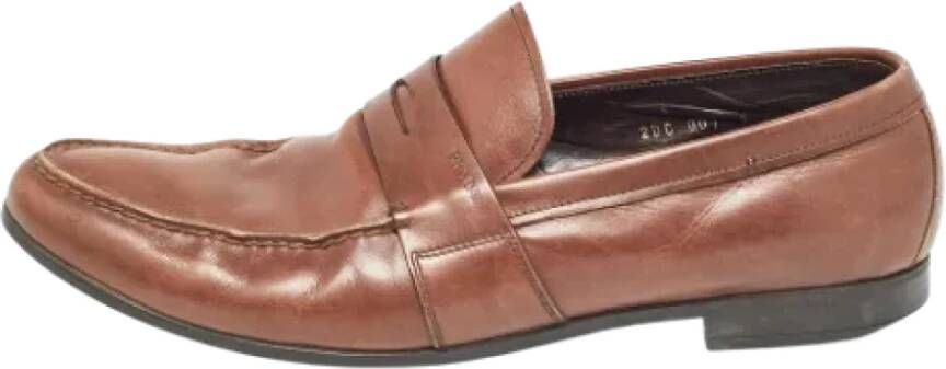 Prada Vintage Pre-owned Leather flats Brown Heren