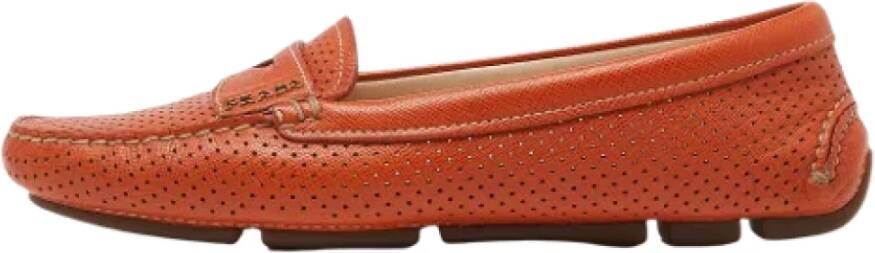 Prada Vintage Pre-owned Leather flats Orange Dames