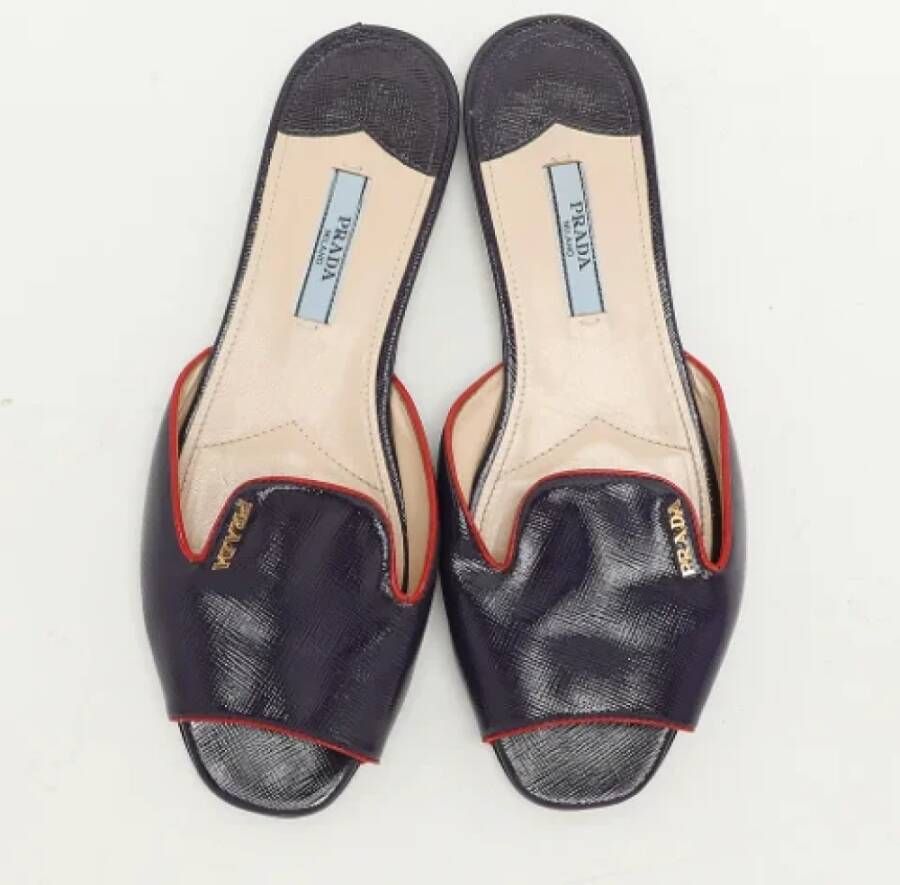 Prada Vintage Pre-owned Leather flats Purple Dames