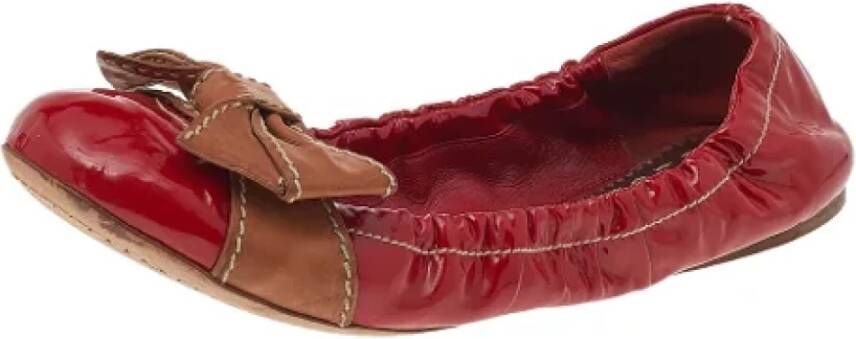 Prada Vintage Pre-owned Leather flats Red Dames