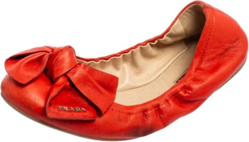 Prada Vintage Pre-owned Leather flats Red Dames