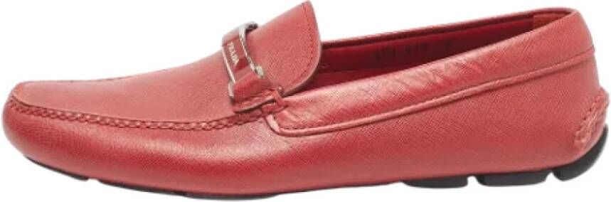 Prada Vintage Pre-owned Leather flats Red Heren