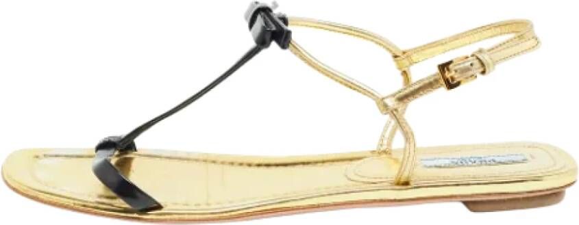 Prada Vintage Pre-owned Leather flats Yellow Dames