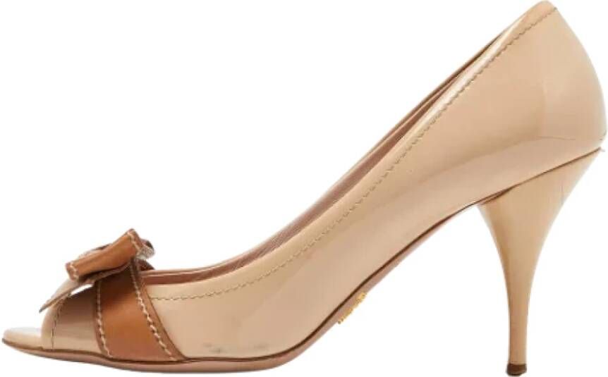 Prada Vintage Pre-owned Leather heels Beige Dames