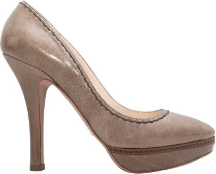 Prada Vintage Pre-owned Leather heels Beige Dames