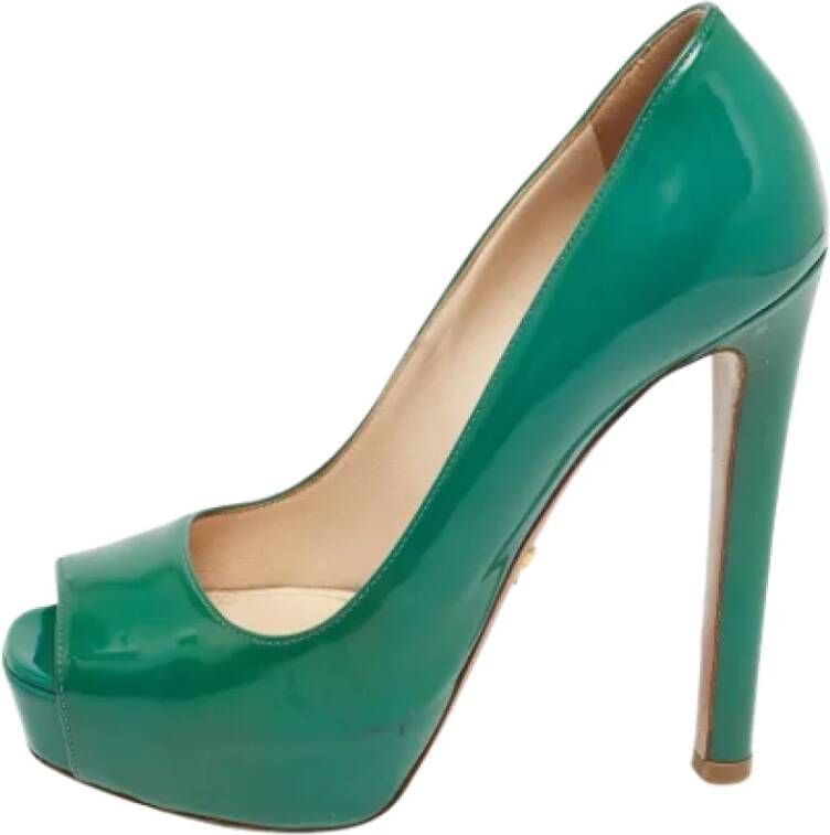 Prada Vintage Pre-owned Leather heels Green Dames