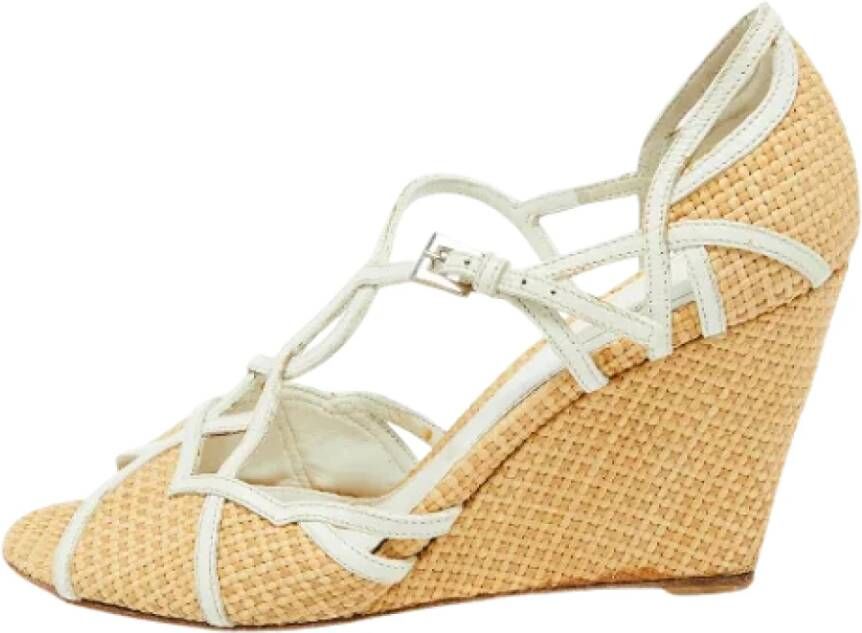 Prada Vintage Pre-owned Leather sandals Beige Dames