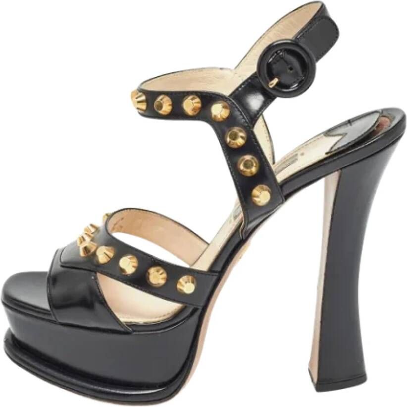 Prada Vintage Pre-owned Leather sandals Black Dames