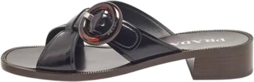 Prada Vintage Pre-owned Leather sandals Black Dames