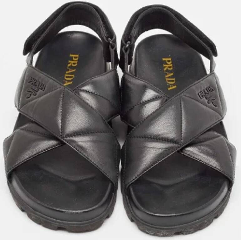 Prada Vintage Pre-owned Leather sandals Black Dames