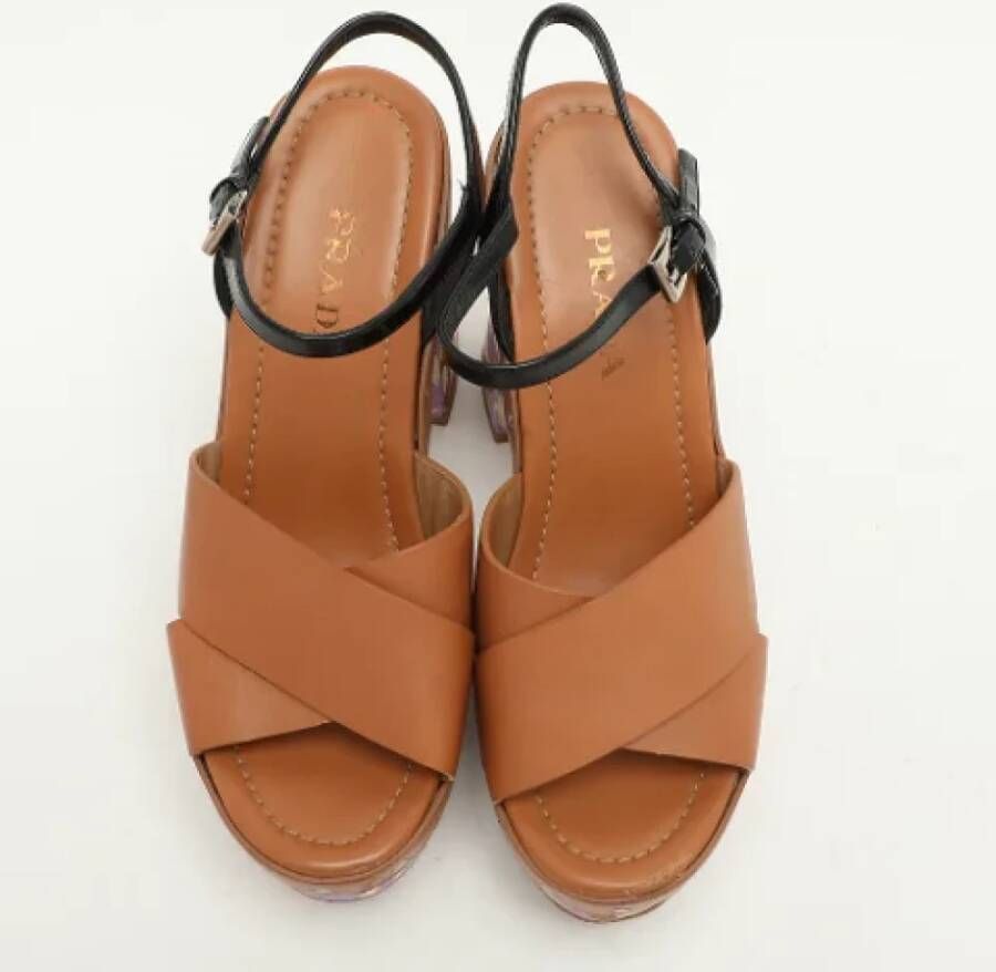 Prada Vintage Pre-owned Leather sandals Brown Dames