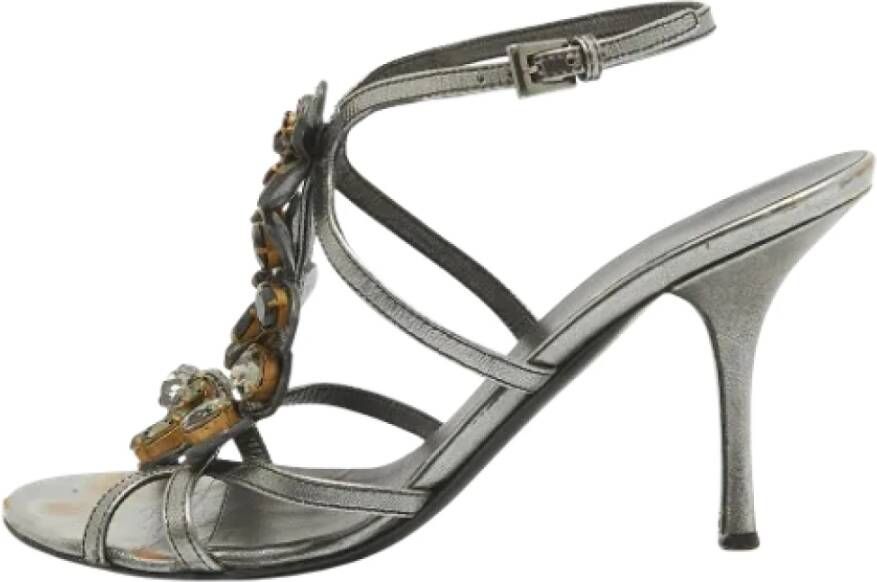 Prada Vintage Pre-owned Leather sandals Gray Dames