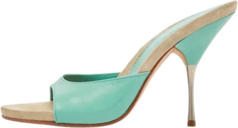 Prada Vintage Pre-owned Leather sandals Green Dames