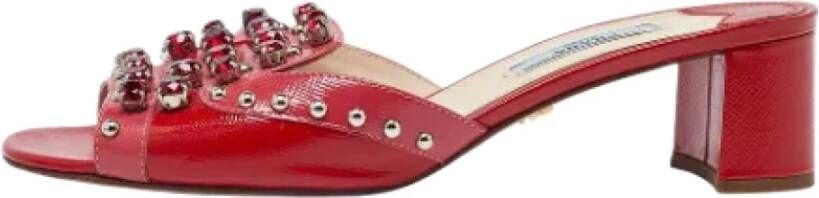 Prada Vintage Pre-owned Leather sandals Red Dames