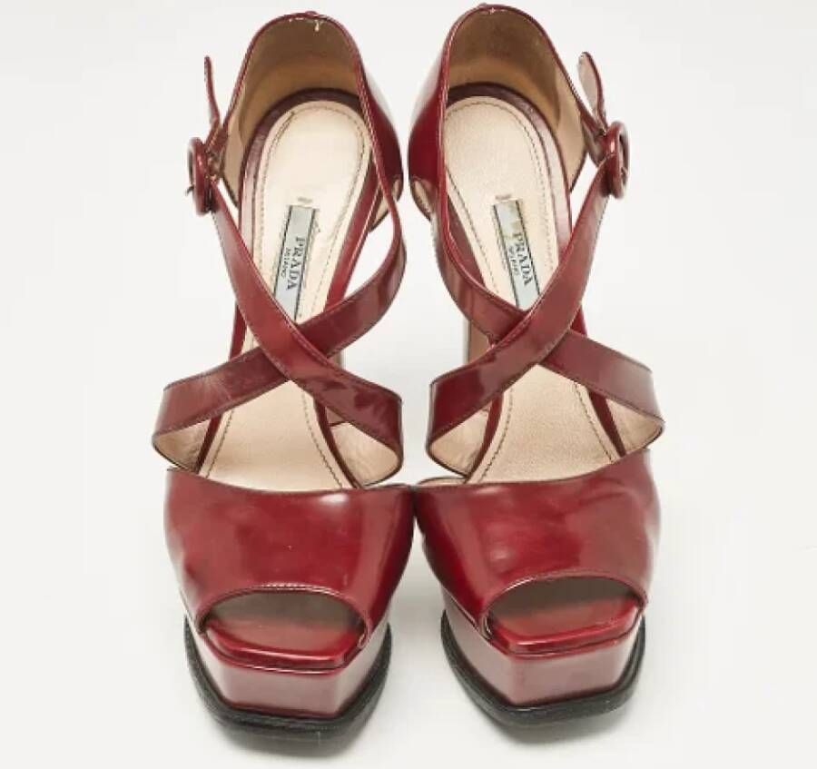 Prada Vintage Pre-owned Leather sandals Red Dames