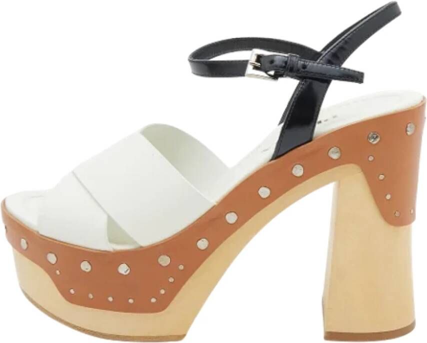 Prada Vintage Pre-owned Leather sandals White Dames