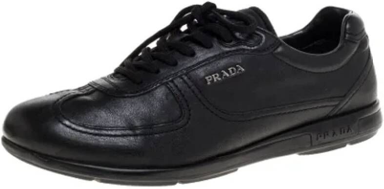 Prada Vintage Pre-owned Leather sneakers Black Dames